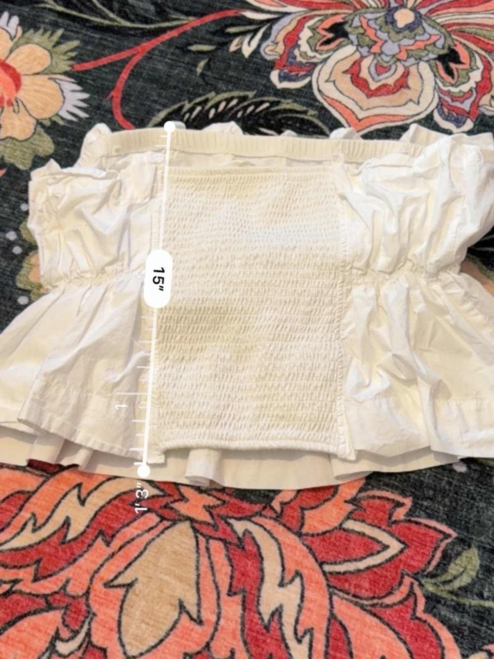 3/$25 ๐ค Anthropologie White Strapless Peplum Smocked Top XL - Picture 6 of 8